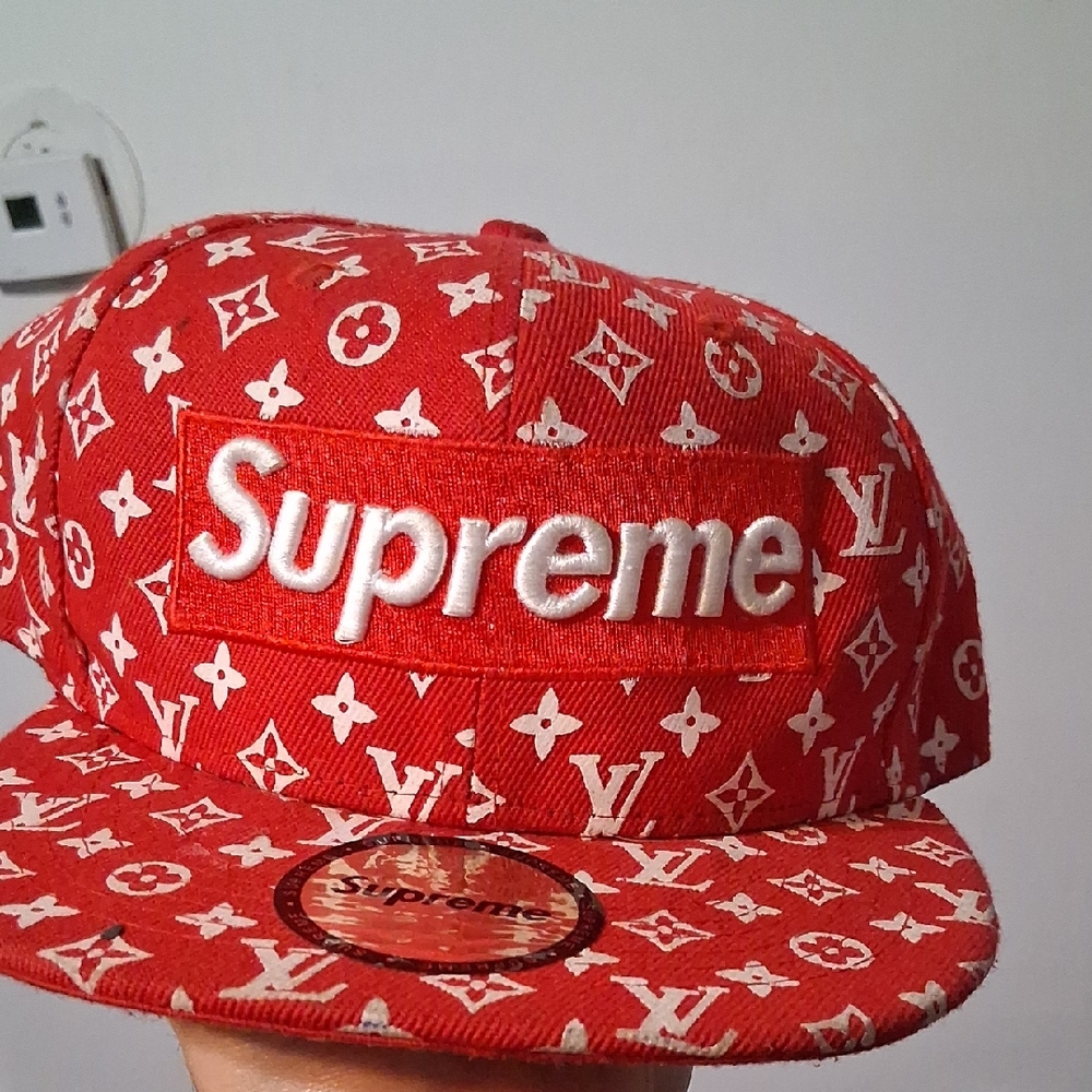 Supreme LV Red Patterned Snapback